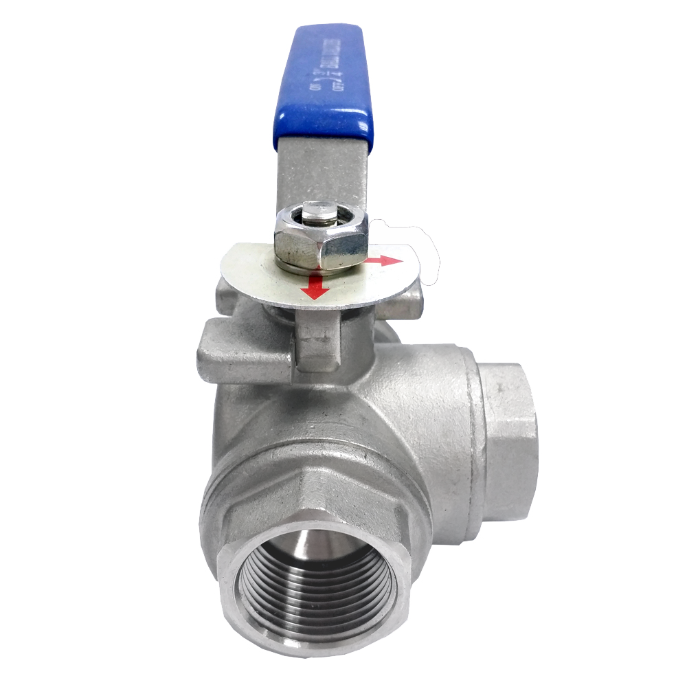 Ball valve L-port dilihat dari atas - ketiga portnya