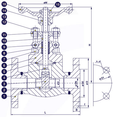 Gambar potongan gate valve ANSI 150 forged steel