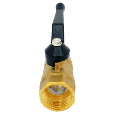 Ball valve kuningan dari atas - tuas aluminium dan mur baja