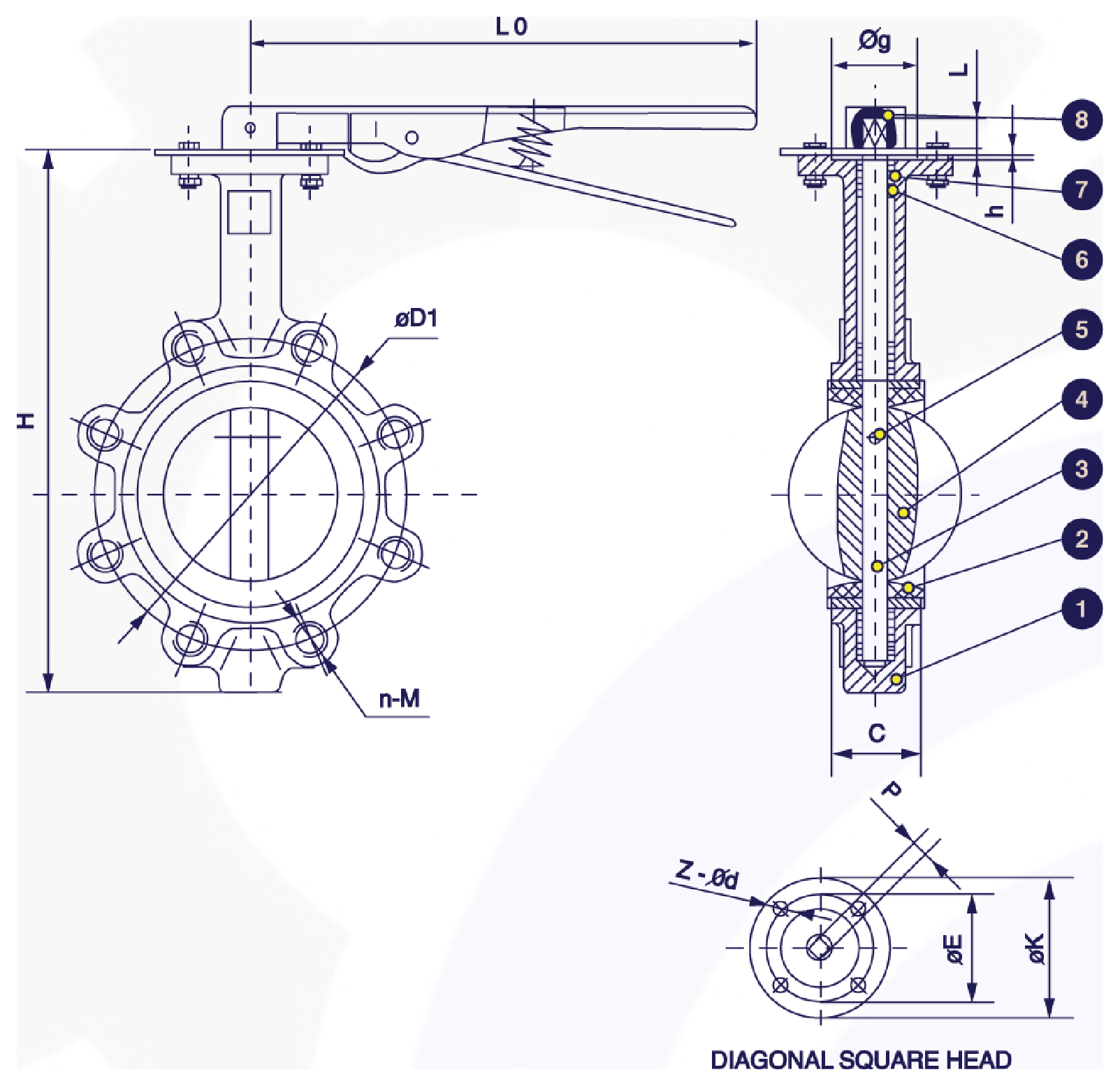 Gambar potongan Butterfly Valve Lug Ductile Iron