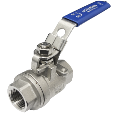 2-piece SS316 full bore ball valve - the body joint is visible