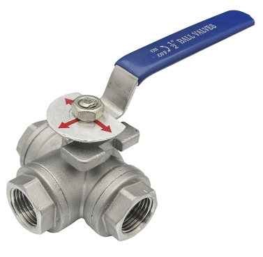 Ball valve T-port dengan tuas seperempat putaran