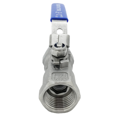 One-piece ball valve from above - stem nut, gland and lever fixing