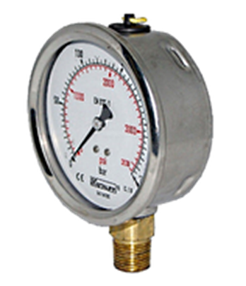 Glycerine-filled pressure gauge