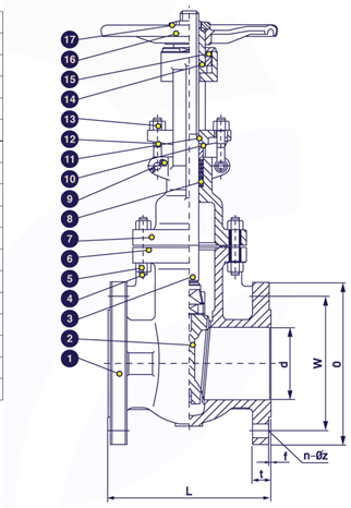 Sectional drawing &mdash; JIS 10K cast iron gate valve
