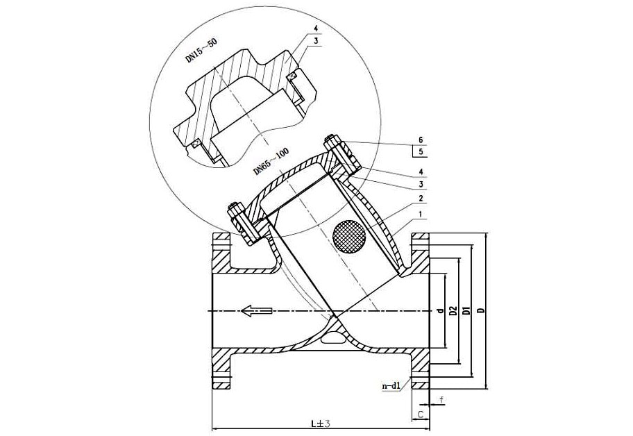 Y-strainer JIS 10K Cast Steel