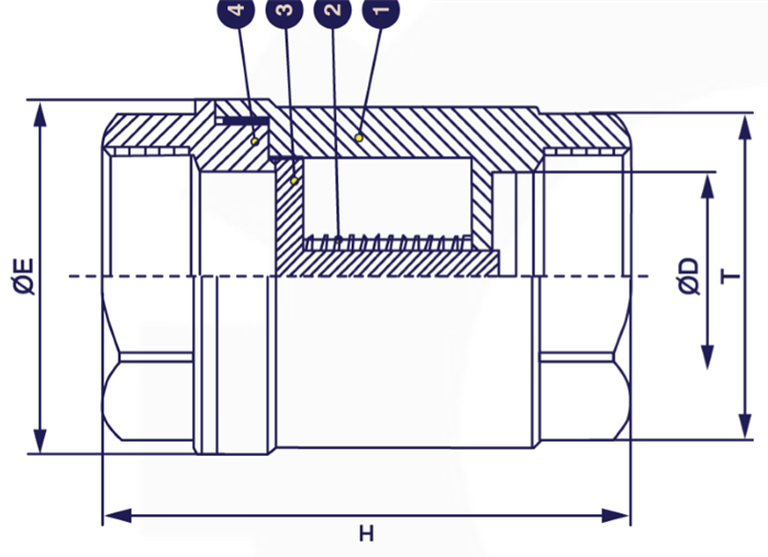 Spring check valve cutaway &mdash; metal seat