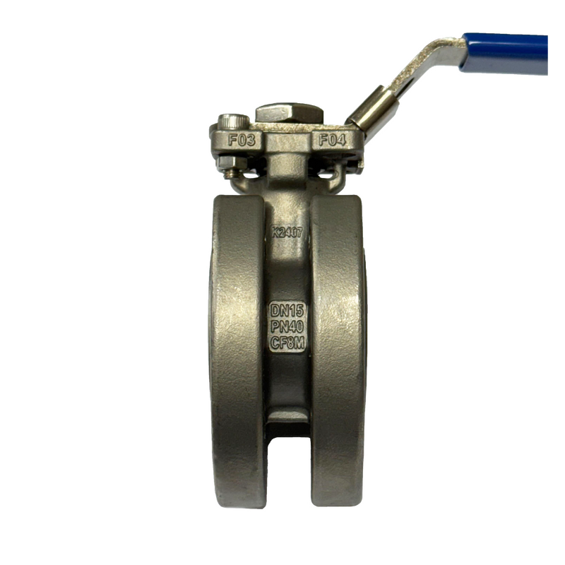 Ball valve tipe wafer PN16/PN40 SS316 - bodi tipis tanpa flensa sendiri