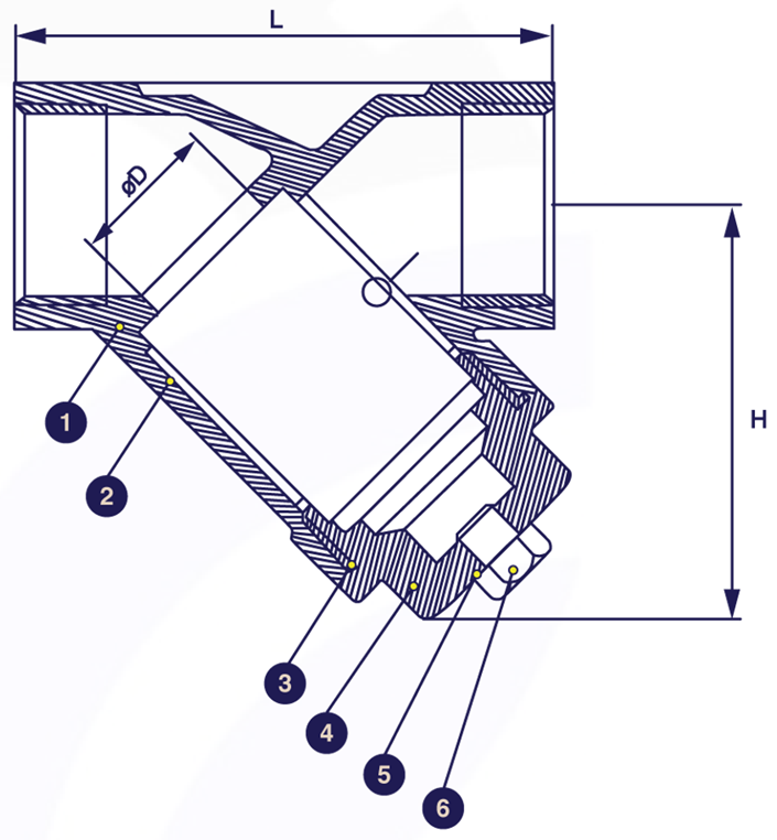 Gambar potongan Y-Strainer SS316 Berulir